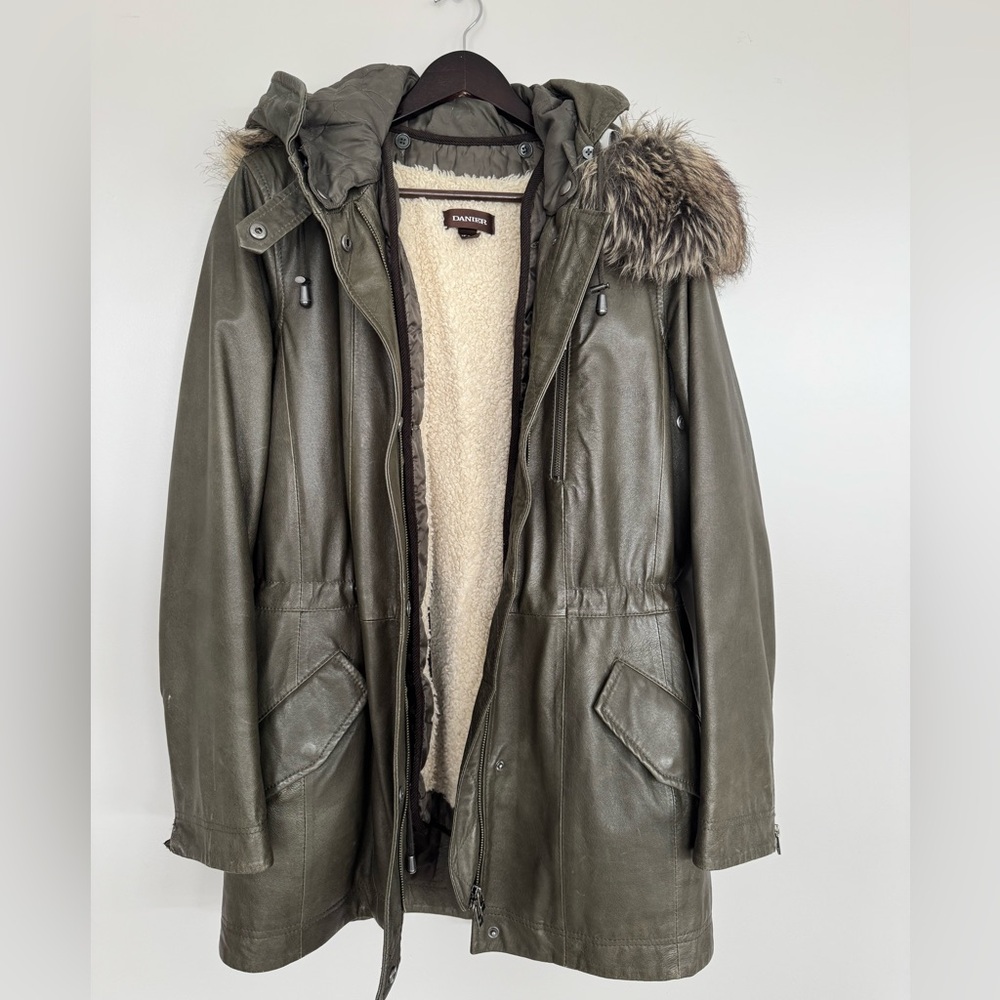 Danier Olive Parka with Faux Fur Lining - Picture 3 of 9